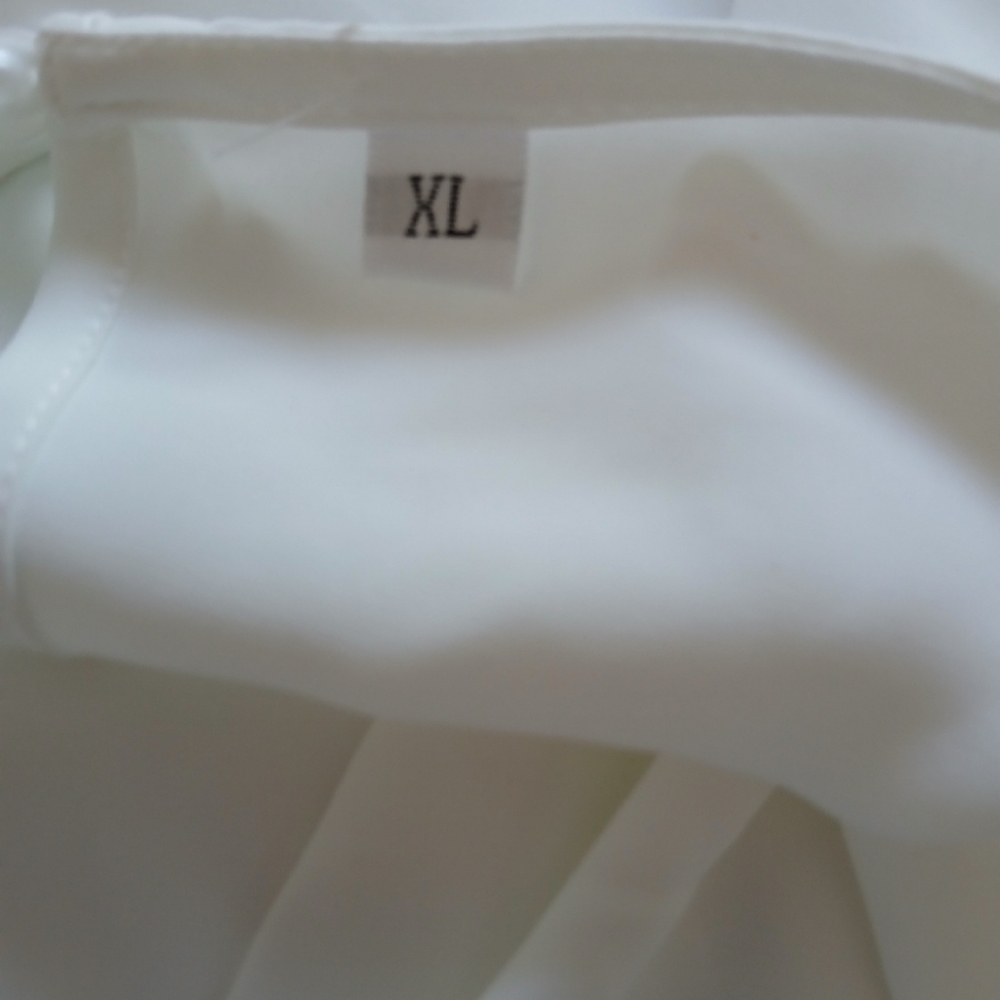 White Cap Tulip Sleeve Pleated Blouse XL - Picture 7 of 9